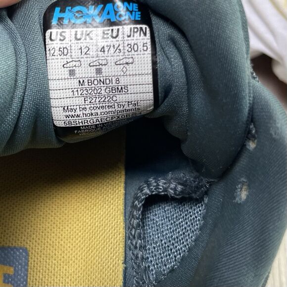 HOKA One One Men's Bondi 8 Goblin Blue/Mountain Spring Athletics Size 12.5D K - Picture 7 of 10